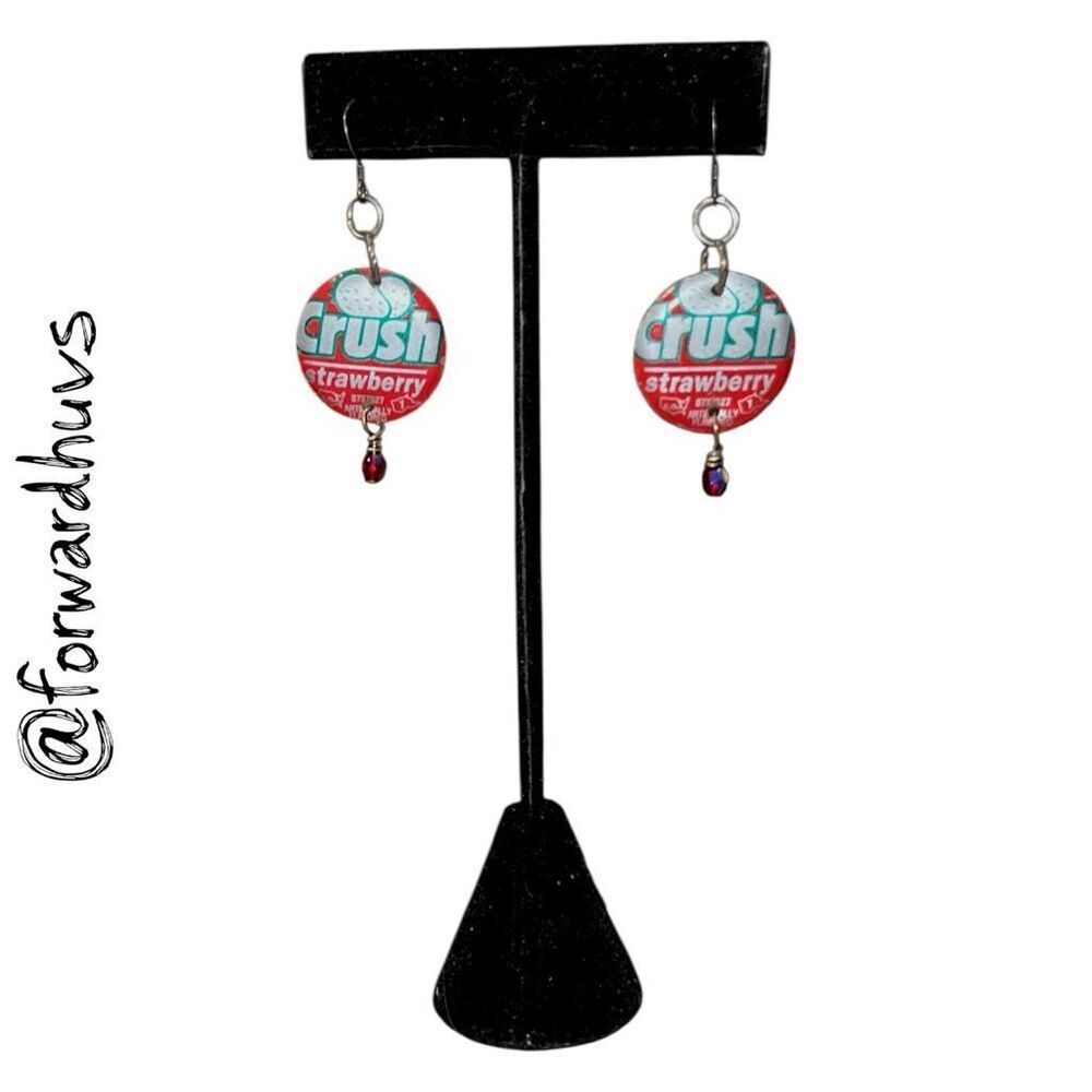 Bundle Sale 3 for $15 | Crush Strawberry Earrings – Upcycled Soda Can